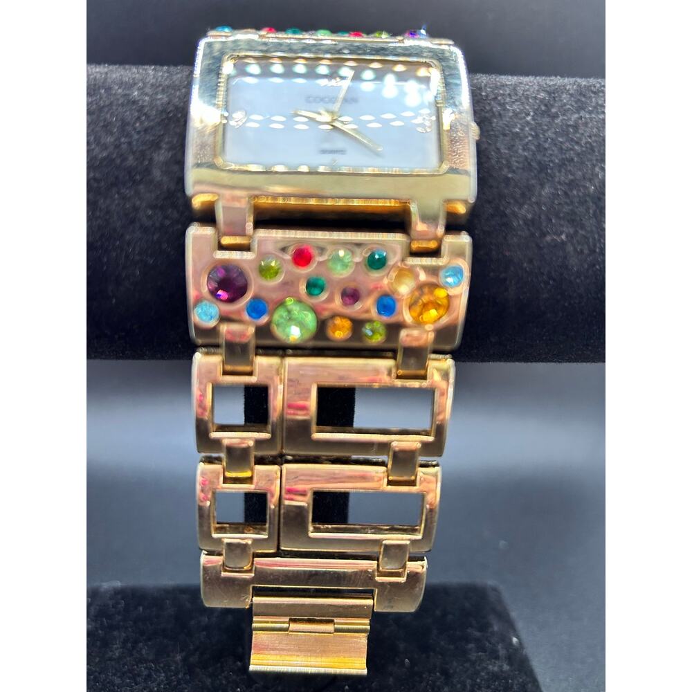 Suzanne Somers Gold Tone Crystal Bracelet Watch Multi-Color Rhinestone Dial - Picture 6 of 13
